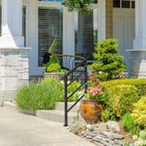 Handrails for Outdoor Steps, Wrought Iron Handrail Fits 1 or 3 Steps, Transitional Handrail with 50985893