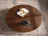 30.31" Round Coffee Table Handcrafted Relief Sturdy Pedestal Wooden Tea Table for Living Room no W3081P357841