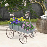 Wooden plant frame with wheels, Gray planting pot 98797943