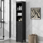 ZUN Tall Bathroom Cabinet, Freestanding Storage Cabinet with Drawer, MDF Board, Adjustable Shelf, Black WF289423AAB