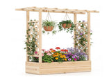 Fir Wood Raised Garden Bed with Side Trellis, 109.2235.56114.30 cm Planter Box with Drainage 69072812