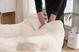 010-Soft Teddy Fabric Tufted Foam Bean Bag Chair With Teddy Fabric Bean Paste Red W52753863