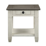 Rosy Brown and Antique White Finish 1pc End Table with Drawer Bottom Shelf Wooden Living Room B011P175714