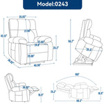 ZUN Blue Heat Massage Dual Motor Infinite Position Up to 350 LBS Large Electric Power Lift Recliners W1803P264051