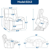 ZUN Blue Heat Massage Dual Motor Infinite Position Up to 350 LBS Large Electric Power Lift Recliners W1803P264051