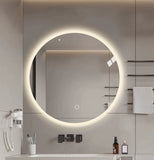 Round LED bathroom mirror with light wall-mounted makeup mirror with adjustable color temperature W2071P313051