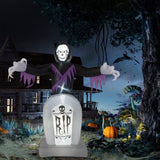 ZUN 8ft Garden 3pcs LED String Lights Grim Reaper and Grave Inflatable Halloween Decoration 52188395