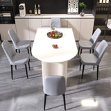 63 "medieval modern cream style MDF dining table and PU dining chair set 6. Assemble Desktop and 82462106