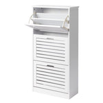 ZUN 3-bucket louvered shoe cabinet 04097946