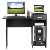 ZUN High-quality Integrated Melamine Board Computer Desk with Drawer 8526 Black 24627158