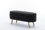 036-Boucle Fabric Storage Bench Bedroom Bench With Wood Legs For Living Room Bedroom Indoor,Black W527121994