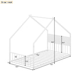 Twin Size House Bed with Roof and Colorful Lights, Metal Bed Frame with Slats and Legs, House Bed W1820P234195