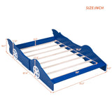 Full Size Race Car-Shaped Platform Bed with Wheels,Blue WF298788AAC