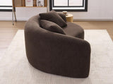 LY-042 Full Compression Sponge Loveseat, S-Curved Dual-Depth Sofa, Brown Chenille Modular for Small W2231P329732