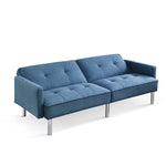 ZUN 84.6” Extra Long Futon Adjustable Sofa Bed, Modern Tufted Fabric Folding Daybed Guest Bed, B082111416