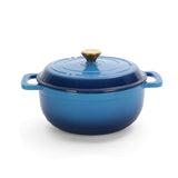 Cast iron 5QT cooking pot - Gradient blue - Includes two silicone gloves - Enamel pot 72431906