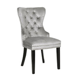 Erica 2 Piece Wood Legs Dinning Chair Finish with Velvet Fabric in Light Gray 808857794864