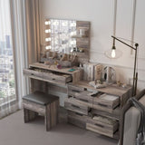 Large Makeup Vanity with Lights, Vanity Table with Charging Station, Vanity Desk with Mirror and 10 71427985