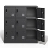 ZUN 9-Door Employee Storage Locker, Metal Lockers for Office, Gym, School, and Homewith Card Slot T2398P205947