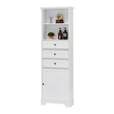 White Tall Storage Cabinet with 3 Drawers and Adjustable Shelves for Bathroom, Kitchen and Living 93869259