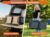 Foldable Aluminum Camping Kitchen Table Heat Resistant Slatted Tabletop, 4 Foldable Side Trays Mesh 08504141