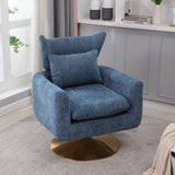 Classic Mid-Century 360-degree Swivel Accent Chair, Blue Linen W1361104586