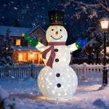 5.7FT Lighted Snowman Holding Small Tree Christmas Yard Decorations, Pre-lit Pull Up Snowman with 05791753