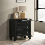 Black 3-drawer Nightstand with Pull Out Tray B062P145467