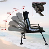 Camping Lounge Chair, Portable Folding Reclining Camping Chair with Adjustable backrest for Indoor W241106336
