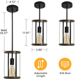 Vintage Rustic Pendant Light Metal Cage Pendants with Adjustable Length Farmhouse Caged Hanging 76771443