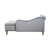 Grey Chaise Lounge Indoor,Velvet Lounge Chair for Bedroom with Storage & Pillow,Modern Upholstered W1170100897