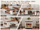 27.6'' Modern Multi-Function Coffee Table/Side Table with Foldable Top & Casters, Multi-tier N735P328521D