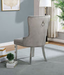 ZUN Contemporary Gray Flannelette 2pcs Side Chairs Button-Tufted Upholstered Dining Chairs Wingback B011P208973