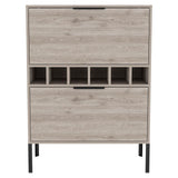 Lyrata Bar Cabinet, Six Built-in Wine Rack, Double Door -Light Gray B07091938