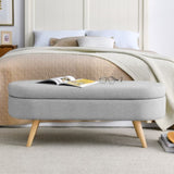 Ottoman Oval Storage Bench, Rubber Wood Legs, Grey W48764884