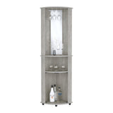 Nashville Corner Bar Cabinet Unit with Wine Glass Rack and Lower Cabinet, Concrete Gray B097P167443