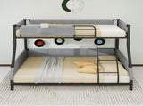 Sturdy Twin Over Full Metal Bunk Bed with Detachable Linen Storage Bags - Space-Saving Design for W1935P534743