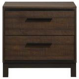 ZUN Rustic Tobacco and Dark Bronze 2-drawer Nightstand B062P145513