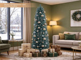 6 FT Slim Pencil Artificial Christmas Tree, Frosted Gray-Green & Silver Needles, Flame Retardant 09322143