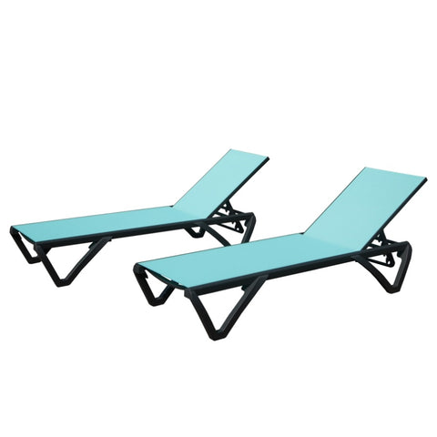 ZUN Outdoor Lounge Chair, 2 Pieces Aluminum Plastic Patio Chaise Lounge with 5 Position Adjustable W1859P225539