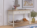 Vintage Two - Drawer Console Table with Open Shelf, Distressed Finish for Entryway & Living Room W2295P366795