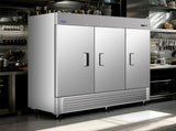81" Commercial Refrigerator 72 Cu.ft with 3Solid Door Reach-In Refrigerators Stainless Steel ETL W2095P436608