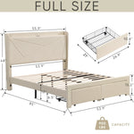 ZUN Full Size Bed Frame with 2 Storage Drawers, Upholstered Bed Frame with Wingback Headboard Storage W1916126256