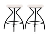 Modern Backless Bar Stools Set of 2 Round Upholstered Counter Stools for Kitchen Island Velvet W1757P294424