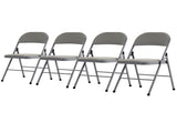 4pcs Elegant Foldable Iron & PVC Chairs for Convention & Exhibition Gray 59251641