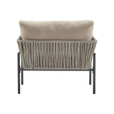36" Beige Iron Lounge Chair with Rope Weave Design and Plush Cushions, Perfect for Indoor and N767P237035G