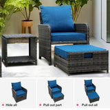 5 Pieces Wicker Patio Furniture Set Outdoor Patio Chairs with Ottomans Conversation Furniture with W813P287323
