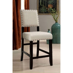ZUN Rustic Charm Beige Linen Like Fabric 2pcs Counter Height Chairs Dining Room Furniture Nailhead Trim B011P189950