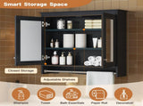 3-in-1 Bathroom Mirror Cabinet, 30 inch Wall Mounted Medicine Cabinet with Adjustable Shelves & Soft N710P405415B