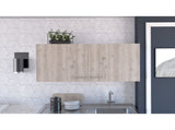 White and Light Grey 2-Door 2-Compartment Wall Cabinet B06280398